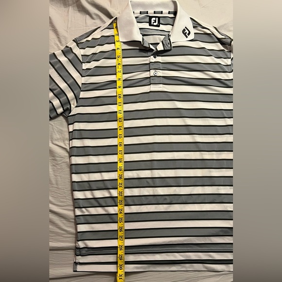 FootJoy Grey and White Striped Golf Polo - Picture 6 of 8